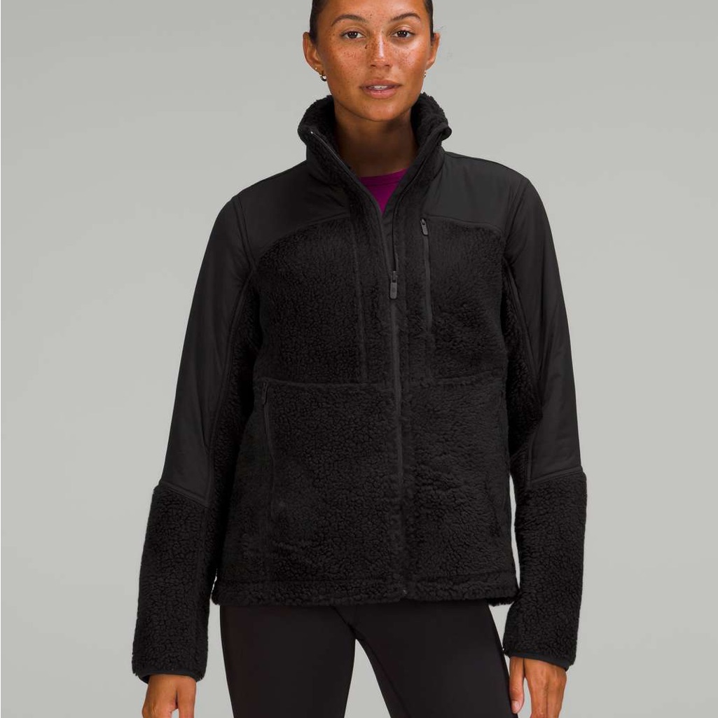 Nwt Lululemon Black Textured Fleece Full Zip Jacket